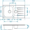 ALVEUS köögivalamu GLASSIX 20, 860x500mm, I, pööratav, roostevaba teras/kollane klaas