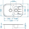 ALVEUS köögivalamu WAVE 30, 760x500mm, I, pööratav, roostevaba teras/must klaas