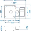 ALVEUS köögivalamu LINE MAXIM 70, 795x505mm, F/S, pööratav, roostevaba teras, satiin